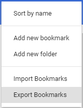 Google Chrome Bookmarks manager: Export Bookmarks