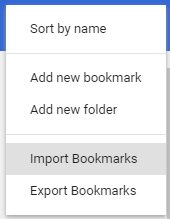 Google Chrome Bookmark manager: Import Bookmarks