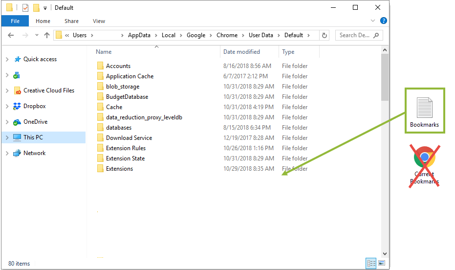 File Explorer: Move bookmarks file to Default folder