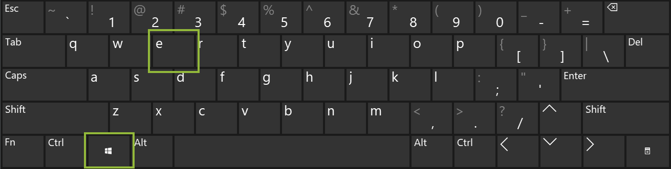 Windows Keyboard: Press the Windows Key and the E Key on your keyboard